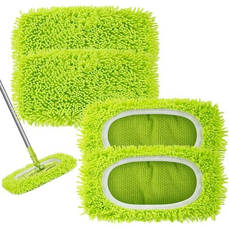 Lingettes de rechange réutilisables en microfibre pour balais à franges humides, compatibles avec les balais Swiffer Sweeper, pour le nettoyage des parquets. (1/5)