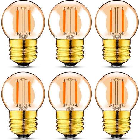 Ampoule LED E27 G40G Mini Globe 1 W à Filament Blanc Chaud 2200K Remplace les Ampoules à Incandescence de 10 W, Ampoule Edison Vintage pour Lustres, Non Dimmable, 100LM, Lot de 6 (1/5)