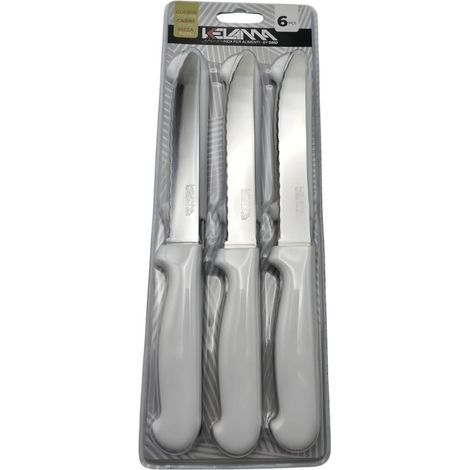 Set mit 6 weißen Tischmessern Kelama deluxe