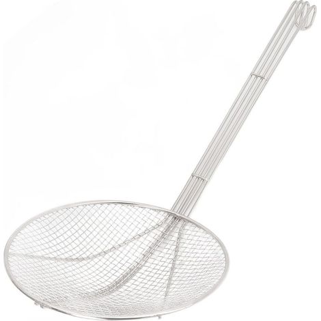Écumoire à long manche, acier inoxydable, passoire à mailles fines, louche avec crochet pour la cuisson et la friture, 20 cm / 7,9 po. (1/5)