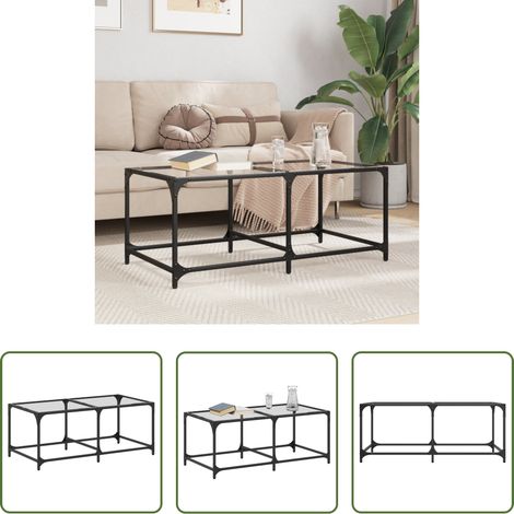Wohnzimmer Couchtisch - Couchtisch mit Glasplatte Transparent 98,5x50x40 cm Stahl (1/5)