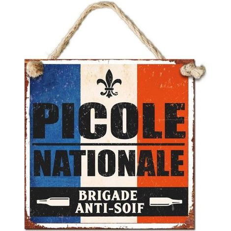 Plaque décorative - Picole Nationale - Style vintage - Métal - 20x20cm - Déco (1/2)