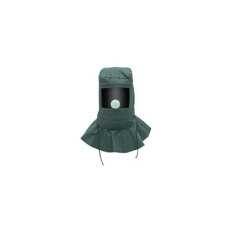 Cagoule De Sablage Masque Poncage Anti-Poussière, Chapeau Protection Peinture Pour Sableuse Avec Visière Transparente Et Soupape, Vert (1/5)