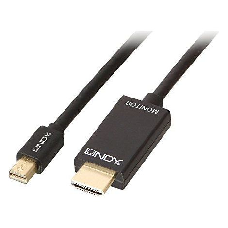LINDY Mini DisplayPort auf HDMI 10.2G Adapterkabel 2 m Schwarz 4K UHD 30 Hz (1/5)