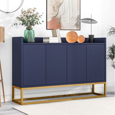 mobile contenitore 120x30x80 cm 4 ante elegante bianco OKMYHOME (1/5)