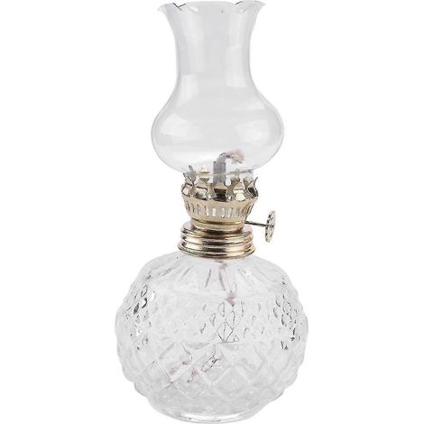 Lampe à huile d'intérieur, lampe à huile classique avec abat-jour en verre transparent, articles ménagers (1/5)