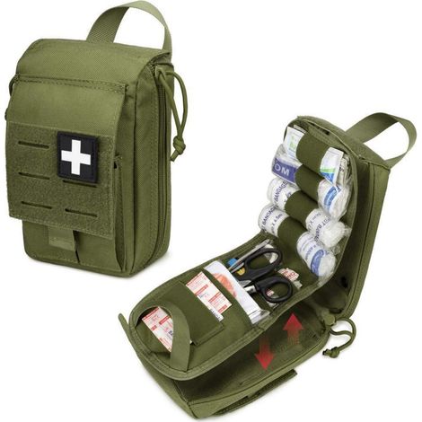Taktische Erste-Hilfe-Tasche Rip-Away mit MOLLE-System, Armee Grün
