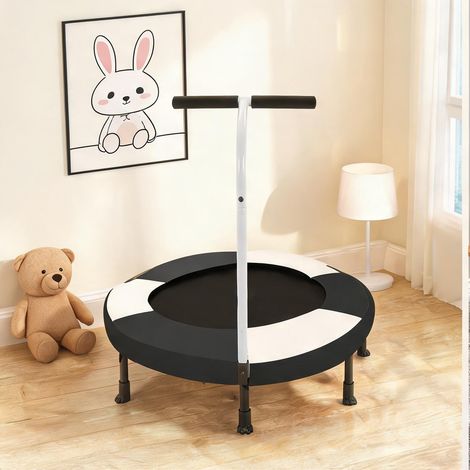 Trampoline enfant 91 cm acier avec barre de maintien noire (1/5)