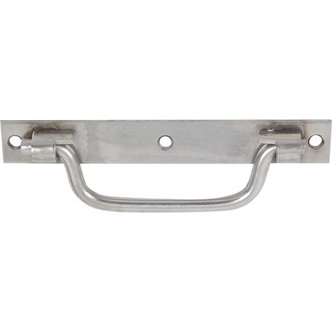Griff an einer Platte mit quadratischen Enden, mattierter Edelstahl, Afbat, H 9,5 x B 140 x T 35 mm AFBAT