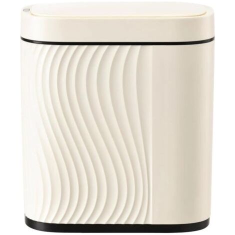 Poubelle Intelligente à Capteur Infrarouge 8 L, ABS, EVA Antidérapant, Hermétique pour Salle de Bain, Chambre, Bureau ou Cuisine, Beige (1/4)