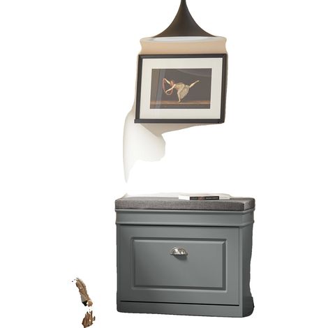 Zapatero, diseño que ahorra espacio, asiento cómodo, 60x51x24cm, GRIS (1/2)