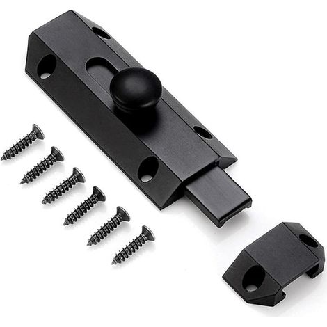 1 Loquet de verrouillage de sécurité avec targette en laiton épais pur, loquet de portail ultra résistant, noir