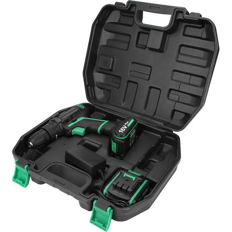 Perceuse sans fil 16V, visseuse électrique et marteau perforateur, batterie lithium-ion, mandrin automatique, pour perçage et vissage, outil compact avec chargeur secteur 220V. (1/5)
