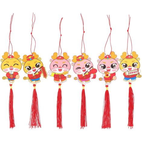 Lot de 6 pendentifs à suspendre pour le Nouvel An chinois, en forme de dragon (1/5)