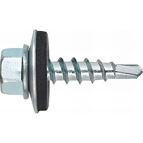 Vis autoperceuse zinguée 4,8 x 35 mm – Tête hexagonale SW8 – Pour bois tendre et dur, tôle – Installation panneaux affichage (1/4)