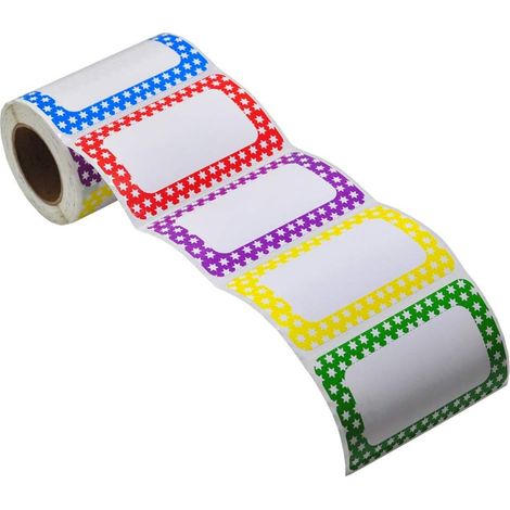 Étiquettes nominatives colorées - 89 mm x 57 mm, 5 couleurs (Étoile - 300 étiquettes) (1/5)