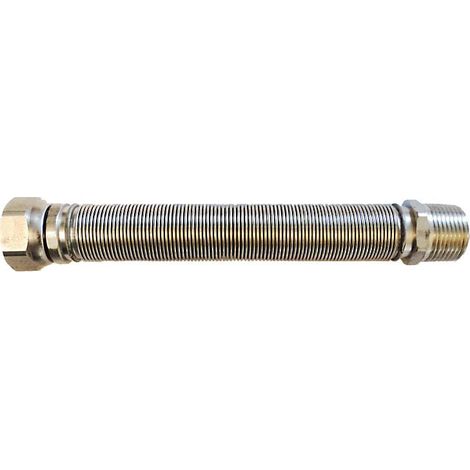 Flessibile inox estensibile a norma UNI 7129  1/2" MF Lunghezza = 130/220 mm.