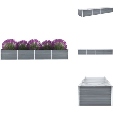Garten-Hochbeet Verzinkter Stahl 320x80x45 cm Grau - Gartenhochbeet - Metallhochbeet - Stahlteich - Balkonbepflanzung - Terrasse Bepflanzung (1/5)