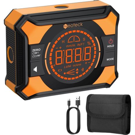 4x90° Inclinomètre Numérique Magnétique Rechargeable – Affichage LED Inversé, Bip Sonore, Haute Précision ±0.1°, 4 Unités – Outil de Niveau pour Charpentier, Bricolage, Chantier, Atelier (1/5)