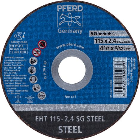 PFERD TOOLS Trennscheibe EHT 115x2,4x22,23 mm gerade Leistungslinie SG STEEL für Stahl 25 Stk (1/4)
