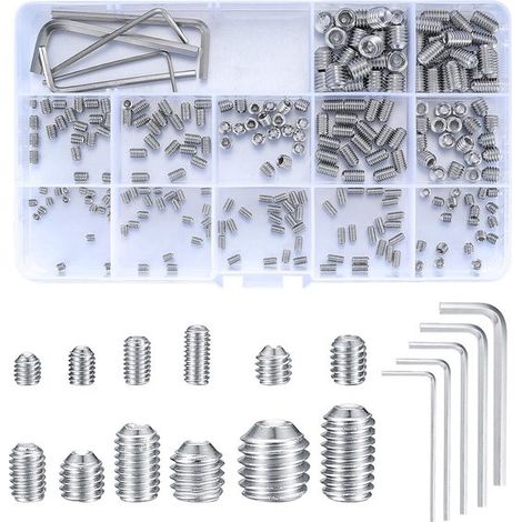Coffret de 240 vis à tête cylindrique creuse (M3, M4, M5, M6, M8) en acier inoxydable. Comprend 5 clés Allen (1,8 cm). Hergé (1/5)