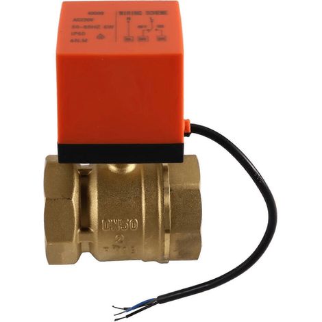 Vanne à bille électrique 2" en laiton AC220V, motorisée, bidirectionnelle, pour climatisation et chauffage au sol (1/5)