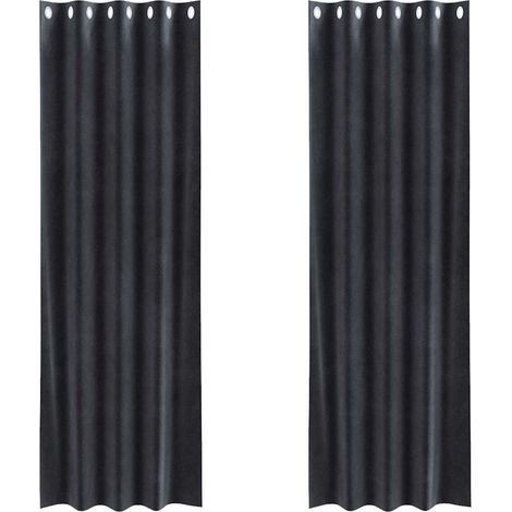 Rideaux occultants 2 pcs Gris foncé 140 x 260 cm Velours (1/5)