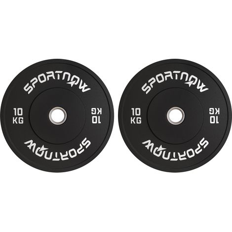 Ensemble de 2 haltères de 10 kg (2 x 10 kg), disques de poids pour barres de 5 cm de diamètre, alésage Ø 50 mm, noirs