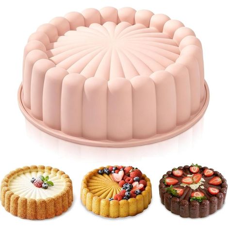 Silikon Charlotte Form 20 cm, Rosen Design antihaftend, Backform für Kuchen zum Camping und Wandern (1/5)
