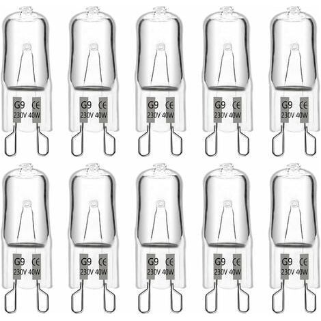 ampoule halogène G9 T4 40W 480LM 230V dimmable, 2900K blanc chaud, pour lustres, lampes d'armoire, lampes de paysage, appliques murales, (pack de 10) (1/5)