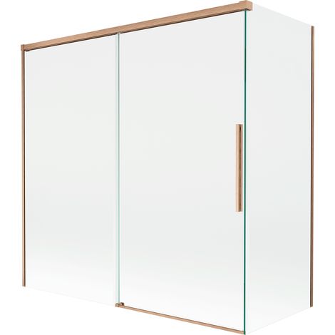 Mexen Rox Duschwand 2-flügelige Schiebetür 160 + 70 x 150 cm, transparent, gebürstetes Kupfer - 8C9-160-070-65-00