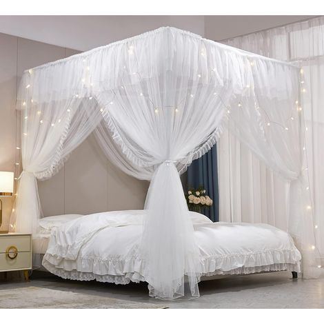 Baldaquin Rectangulaire - 1 Unité - Polyester Blanc - Moustiquaire Double Couche - Chambre Enfant Fille - 1,8x2x2,1m (1/5)
