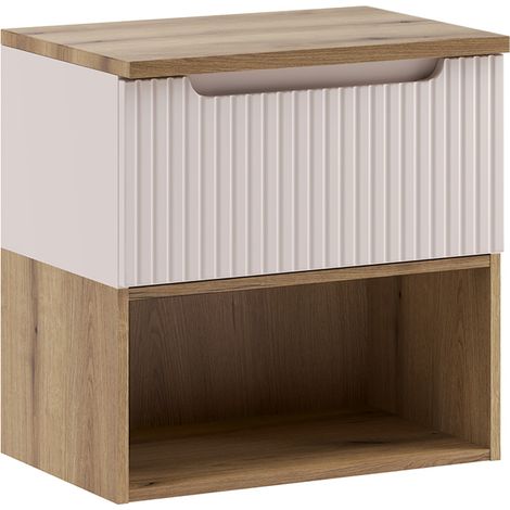 Meuble sous-vasque 60cm plan de toilette Riva Cachemire et Bois
