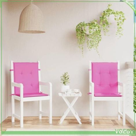 361334 Coussins de chaise à dossier bas lot de 2 rose tissu (1/5)