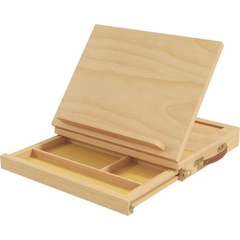 Caballete Bastidor Maleta Caballete Estudio Caballete Ángulo Ajustable Plegable Con Cajón Madera De Haya Natural
