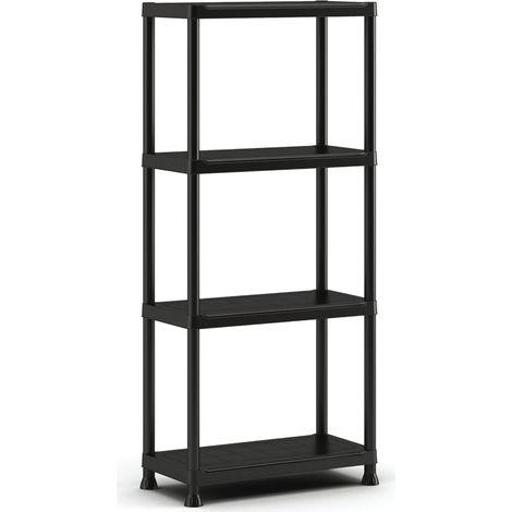 ORION91oficial® - Estantería Plástico, PP 4 Baldas Negro Polipropileno 137 x 60 x 30 cm , Garaje, Cocina, Trastero, Oficina, Baño, Comedor, Cuarto de lavado - spaziOrion91 (1/5)