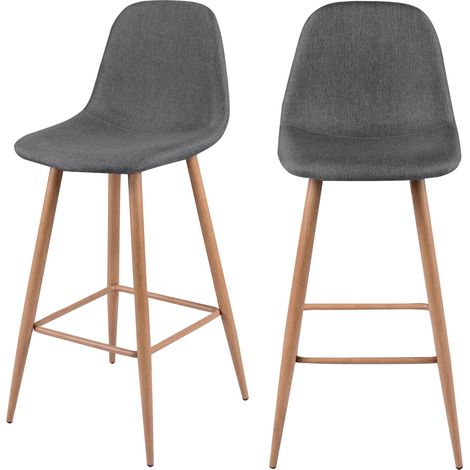 Lot de 2 chaises de bar 72.5 cm en tissu gris - FREDRIK
