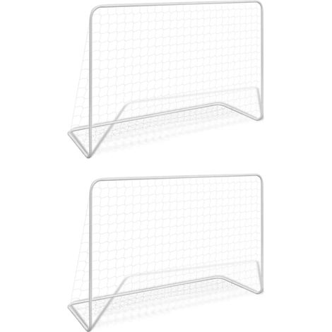 INLIFE Buts de football 2 pcs avec filets 182x61x122 cm Acier Blanc (1/5)