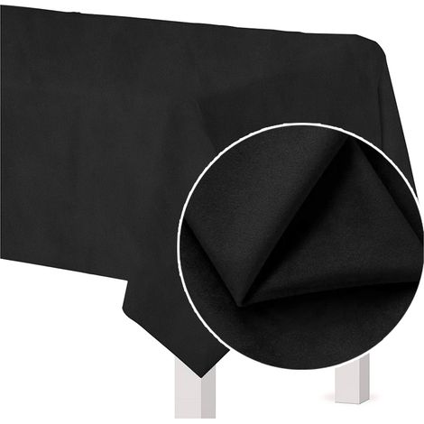 Schwarze Tischdecke aus mattem Samt, 140 x 240 cm
