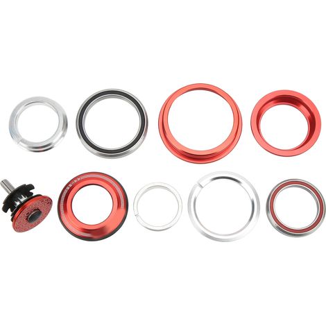 Viaron Mountainbike-Steuersatz aus Aluminiumlegierung, kompatibel mit geraden, konischen Gabelrohren (rot). (1/5)