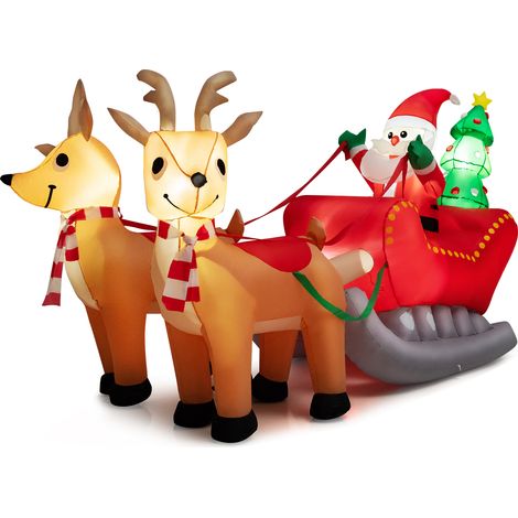 CASART Long Christmas Inflatable Santa Rides Sled w/LED Lights (1/5)