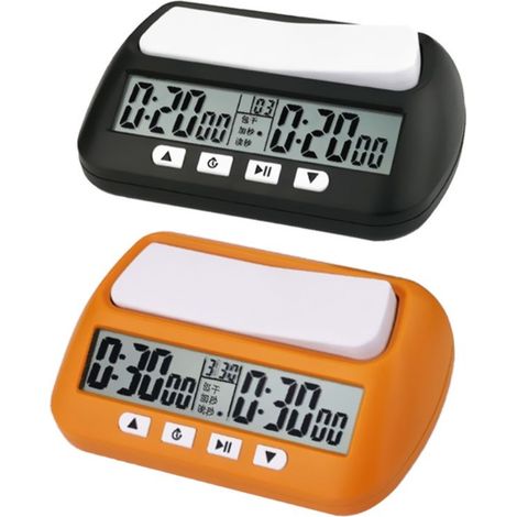 Professioneller Schach-Spieltimer mit Zeitzähler, schwarz/gelb, ABS, 14 x 88 x 45 cm, 2 AAA-Batterien (1/5)