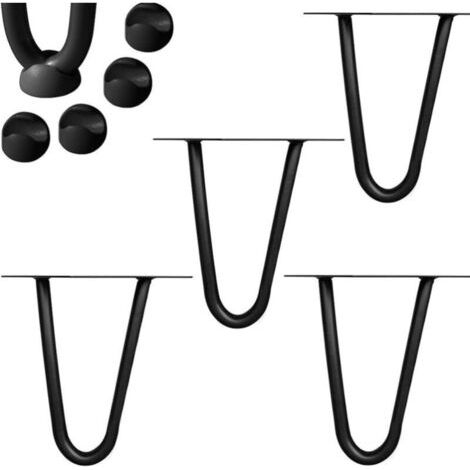 Pieds de table Jeu de 4 épingles à cheveux Pieds de table Cadre de table Patins Pieds de table Table à manger Épingles à cheveux Pied de table 2 montants Noir - 10 cm (1/5)