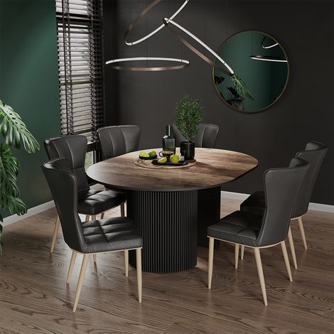 Tavolo da pranzo allungabile Calero, Rovere rustico/Nero, 120-200 x 60 cm Allungabile, Vicco (1/5)