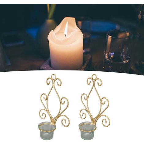 Support pour bougies mural, 2PCS en métal doré durable pour décoration de mariage (1/5)