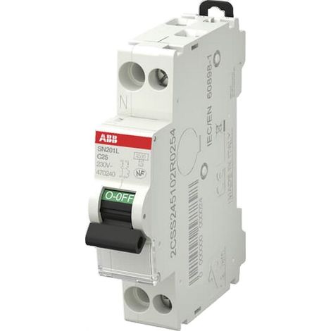 Disjoncteur Phase Neutre 4,5kA Courbe C - 2A à 40A - Calibre - Calibre 25A Courbe C 4.5kA