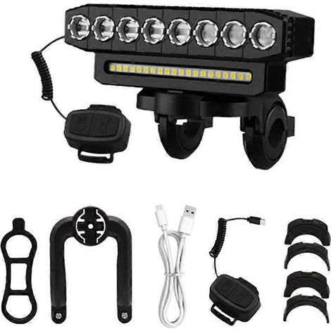 LED-Fahrradfrontlicht, USB-aufladbar, große Leuchtweite, einfache Montage, 6 Beleuchtungsmodi, integrierte Klingel. (1/5)