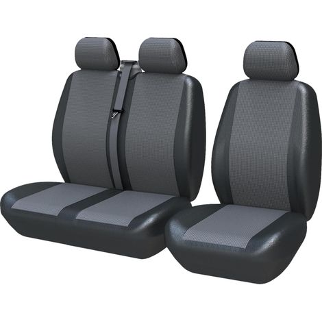 Housses de sieges universelles 3-Places, Housse Couverture Couvre Sieges pour Camion Camionnette Van Bus pour conducteur et Passager 2 + 1,Housses de siège Avant Simple et Double,Gris