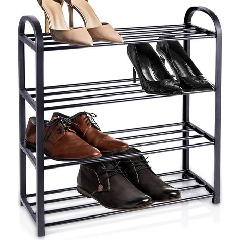 Meuble Rangement à chaussures métal noir 4 niveaux