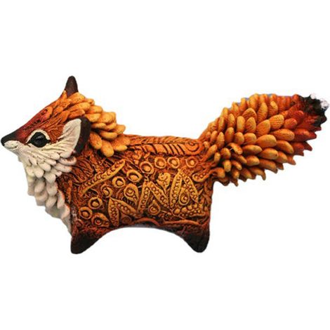 Figurine Simulation Totem Fox Rouge en Résine, Mini Statue pour Décoration de Bureau, Jardin et Collection (7x3.5x3.5cm, 70g) (1/5)